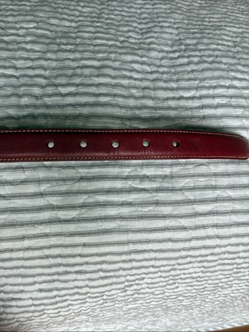 Coach Rare Vintage Sz. MED, Red Leather Grommet Dog Collar, Square Charm w Box